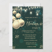 Gold Snowflakes, Kogels, lichte kerst Kaart (Voorkant)