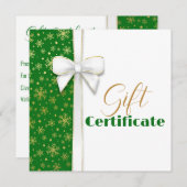 Gold Snowflakes Luxe kerst White Bow Green (Voorkant / Achterkant)