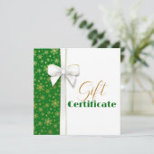 Gold Snowflakes Luxe kerst White Bow Green (Staand voorkant)