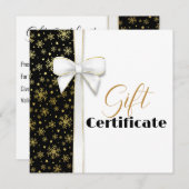 Gold Snowflakes Luxe kerstwitte boeg zwart (Voorkant / Achterkant)