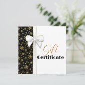 Gold Snowflakes Luxe kerstwitte boeg zwart (Staand voorkant)