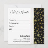 Gold Snowflakes Luxe kerstwitte boeg zwart (Achterkant)