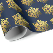 Gold Snowflakes marinepapier Cadeaupapier (Rol Hoek)