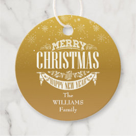 Gold Snowflakes Merry-kerstfoto Bedankjes Labels