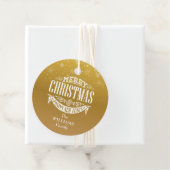 Gold Snowflakes Merry-kerstfoto Bedankjes Labels (In situ)