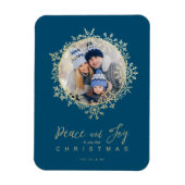 Gold Snowflakes Merry Kerstround foto Magneet (Verticaal)