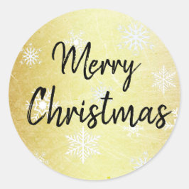 Gold Snowflakes Merry Kerstry Ronde Sticker