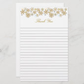 Gold Snowflakes met kerstmis bedankt Briefpapier (Voorkant / Achterkant)