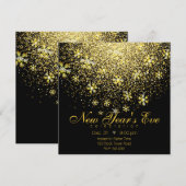 Gold Snowflakes op Black New Year Kaart (Voorkant / Achterkant)