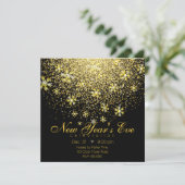 Gold Snowflakes op Black New Year Kaart (Staand voorkant)