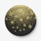 Gold Snowflakes op Black New Year Papieren Bordje (Voorkant)