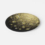 Gold Snowflakes op Black New Year Papieren Bordje (Gekanteld)