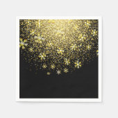 Gold Snowflakes op Black New Year Servet (Voorkant)