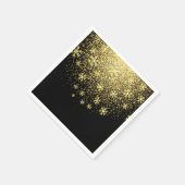 Gold Snowflakes op Black New Year Servet (Hoek)