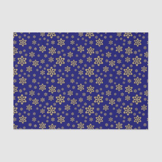 Gold Snowflakes op blauw Tissuepapier (Voorkant)
