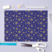 Gold Snowflakes op blauw Tissuepapier (Craft)