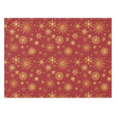 Gold Snowflakes op donkerrode kerstmis Tafelkleed (Voorkant (Horizontaal))