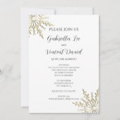 Gold Snowflakes op het witte winterhuwelijk Kaart (Voorkant)