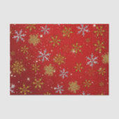 Gold Snowflakes op kerstrood Tissuepapier (Voorkant)