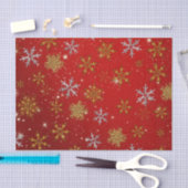 Gold Snowflakes op kerstrood Tissuepapier (Craft)
