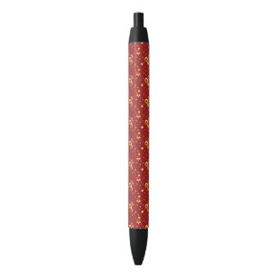 Gold Snowflakes op kerstrood Zwarte Inkt Pen
