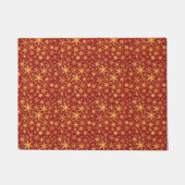 Gold Snowflakes op rood kerstpatroon Deurmat (Voorkant)