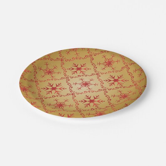 Gold Snowflakes op rood kerstpatroon Papieren Bordje (Gekanteld)