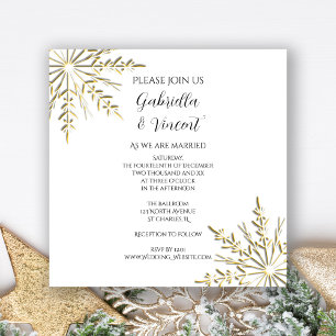 Gold Snowflakes op White Winter Weddenschap Kaart