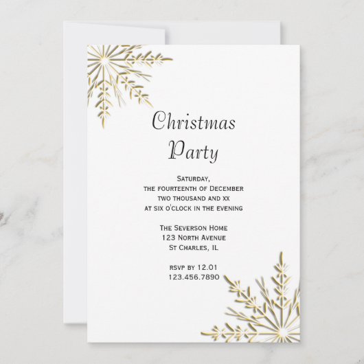 Gold Snowflakes op witte kerst Kaart (Voorkant)