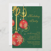 Gold Snowflakes Ornament Holiday Party Uitnodiging (Voorkant)