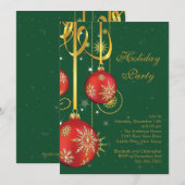 Gold Snowflakes Ornament Holiday Party Uitnodiging (Voorkant / Achterkant)