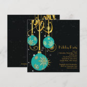 Gold Snowflakes Ornament Holiday Party Uitnodiging (Voorkant / Achterkant)