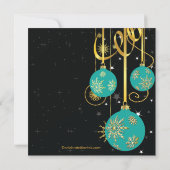 Gold Snowflakes Ornament Holiday Party Uitnodiging (Achterkant)