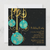 Gold Snowflakes Ornament Holiday Party Uitnodiging (Voorkant)