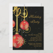 Gold Snowflakes Ornament Holiday Party Uitnodiging (Voorkant)