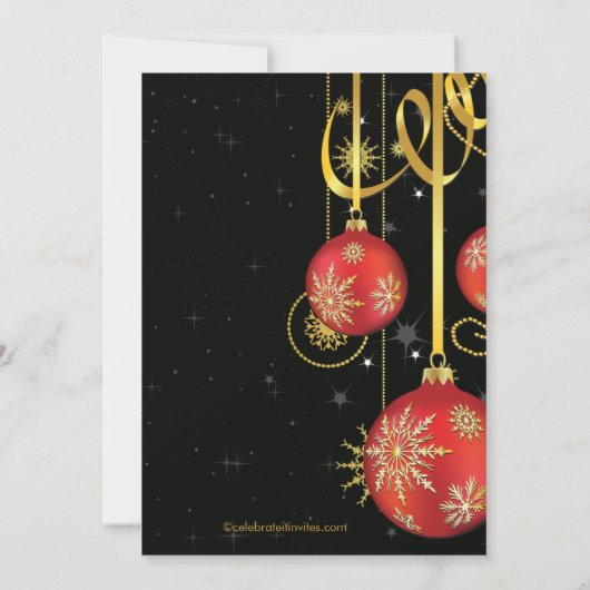 Gold Snowflakes Ornament Holiday Party Uitnodiging (Achterkant)