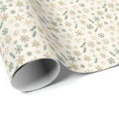 Gold Snowflakes & Pine Wrapping Paper Cadeaupapier (Rol Hoek)