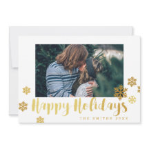 Gold Snowflakes Prettige feestdagen Fotokaart