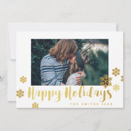 Gold Snowflakes Prettige feestdagen Fotokaart Feestdagenkaart