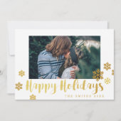 Gold Snowflakes Prettige feestdagen Fotokaart Feestdagenkaart (Voorkant)