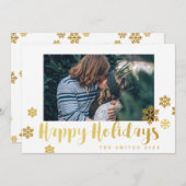 Gold Snowflakes Prettige feestdagen Fotokaart Feestdagenkaart (Voorkant / Achterkant)