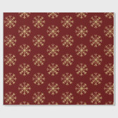 Gold Snowflakes Red Kerstfeestdag Gift Cadeaupapier (Vlak)