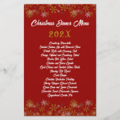 Gold Snowflakes Red Kerstmis menu (Voorkant)