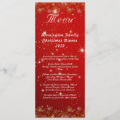 Gold Snowflakes Red Kerstmis menu (Voorkant)