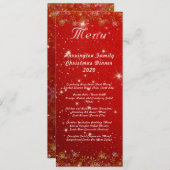 Gold Snowflakes Red Kerstmis menu (Voorkant / Achterkant)