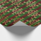 Gold Snowflakes rode groene streep Victoriaans Cadeaupapier (Hoek)