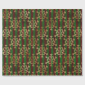 Gold Snowflakes rode groene streep Victoriaans Cadeaupapier (Vlak)