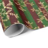Gold Snowflakes rode groene streep Victoriaans Cadeaupapier (Rol Hoek)