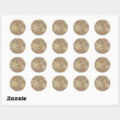 Gold Snowflakes Rustic Kraft Brown Ronde Sticker (Vel)