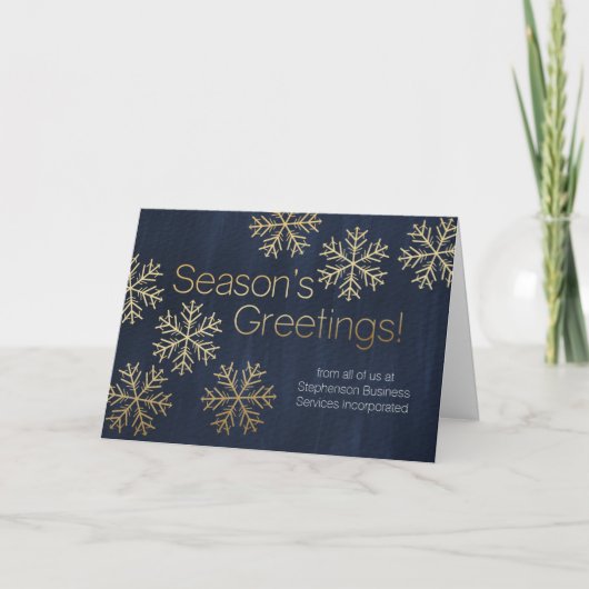 Gold Snowflakes Season's Greeting Zakelijke Vakant Feestdagen Kaart (Voorkant)
